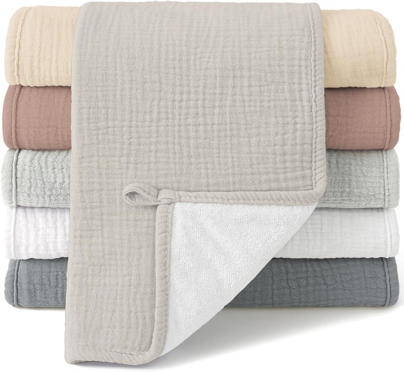 Bearmoss Muslin Burp Cloths, 100% Cotton Baby Burping Clothes, Large Extra Soft Absorbent for Unisex Newborn Boy and Girl, 20x10in, 6 Pack - Image 1